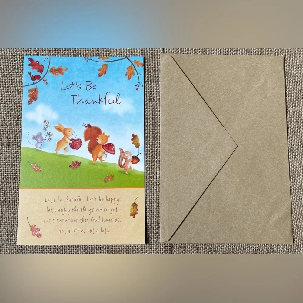 Lets Be Thankful Thanksgiving Card Woodland Animals Cottage Core Junk Journaling